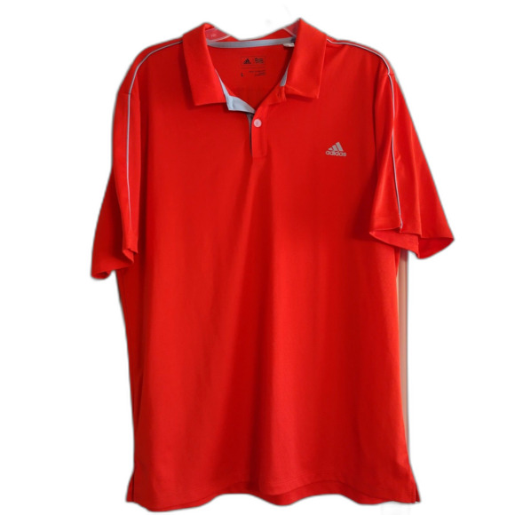 Adidas Orange and Gray Polo Shirt Tri Stripe on Back Men's L - Picture 1 of 4